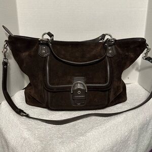 Coach Dark Brown Suede Satchel